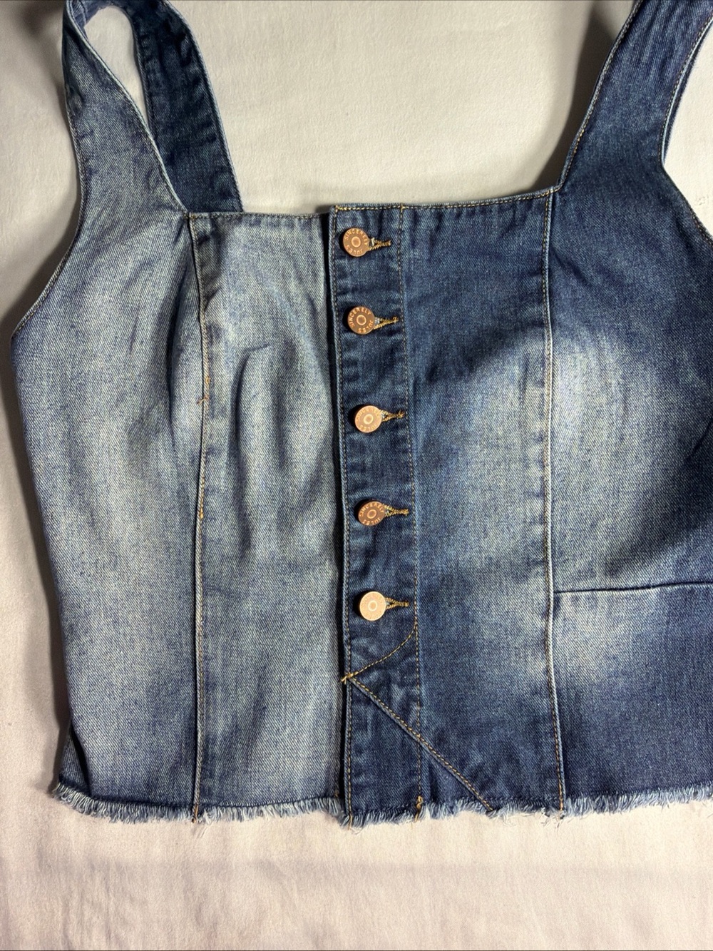 Sincerely Jules Blue Smocked Denim Top